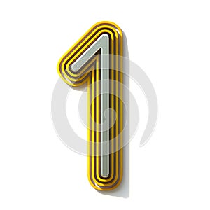 Yellow outlined font Number 1 ONE 3D