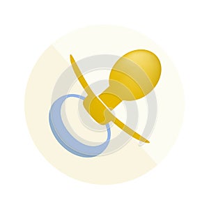 Yellow pacifier icon on the round background
