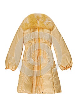Yellow padded coat with zip fastener