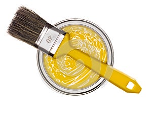 Yellow Paint can with brush