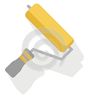 Yellow paint roller, icon