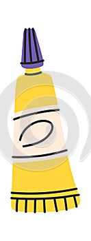 Yellow paint tube hand drawn