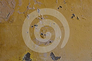 Yellow painted wall with stains