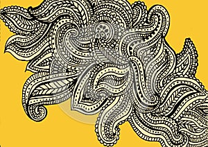 Yellow paisley pattern background design