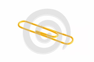 Yellow Paper clip isolated on white background