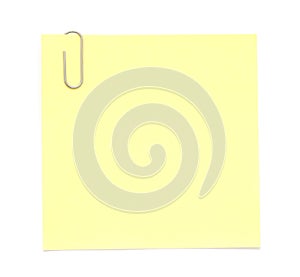 Yellow paper note with clip