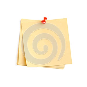 Yellow paper note with red pin