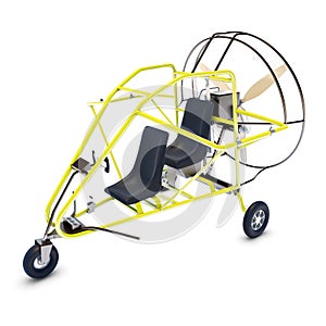 Yellow paraplane on the white