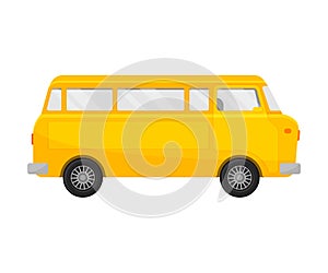 Yellow minivan. Vector illustration on a white background.