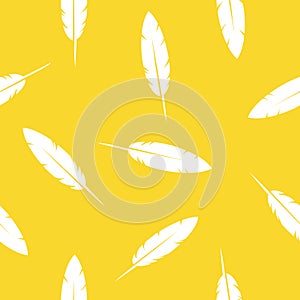 Yellow pattern Birds Feather- seamless pattern