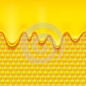 Yellow pattern with honeycomb and honey drips.