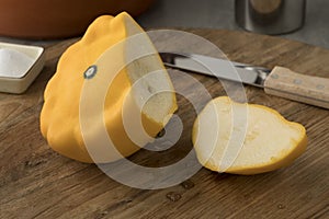 Yellow pattison and a slice