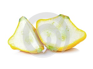 Yellow pattypan squash isolated on white