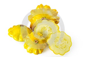Yellow pattypan squashes