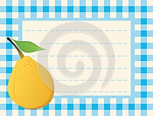 Yellow pear on chequered background