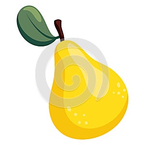 Yellow pear simple illustration. Ripe juicy fruit. Bright cartoon flat clipart