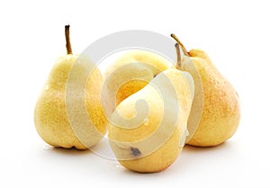 Yellow pears with water drops