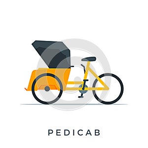 The Yellow Pedicab. Isolated Vector Illustration