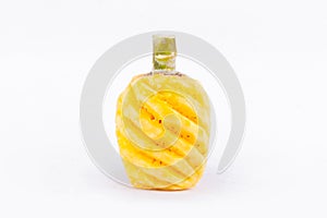 Yellow peeled pineapple on white background healthy pineapple fruit food isolated