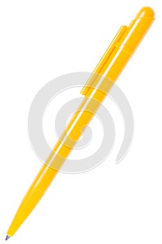 Yellow pen isolated on the white background