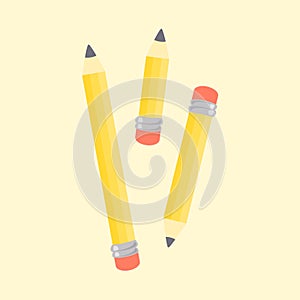 Yellow Pencil Eraser Stationary School Supplies Vector