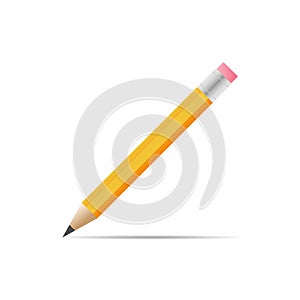 Yellow pencil flat icon vector