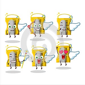 Yellow pencil sharpener cartoon designs as a cute angel character