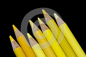 7 Yellow Pencils - Black Background