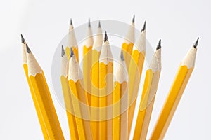 Yellow pencils isolated on white background