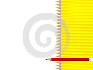 yellow pencils with single red