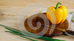 Yellow pepper cutting board kitchen