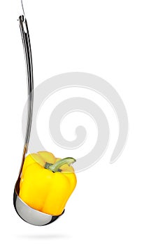 Yellow Pepper in ladle