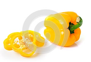 Yellow pepper on white background