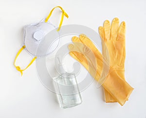 Yellow Personal Protective Equipment with NIOSH 95 Mask photo