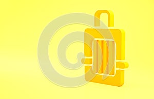 Yellow Pet carry case icon isolated on yellow background. Carrier for animals, dog and cat. Container for animals