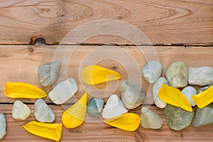 Yellow petals and stones