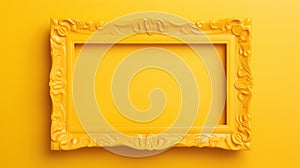 Yellow Picture Frame On Yellow Background Mockup