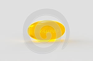 Yellow pill isolated on white background - 3d rendering, 3d illustration