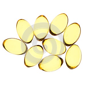 Yellow pills isolated background