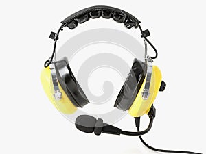Yellow pilot headphones, Aviation headphones for pilots