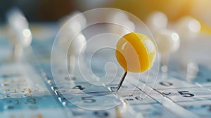 The yellow pin on calendar.AI generated image