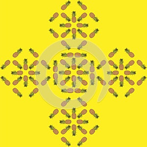Yellow pineapple geometric seamless pattern