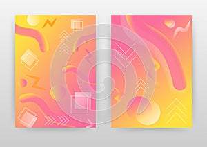 Yellow, pink abstract shapes design for annual report, brochure, flyer, poster. Geometric yellow pink elements background vector