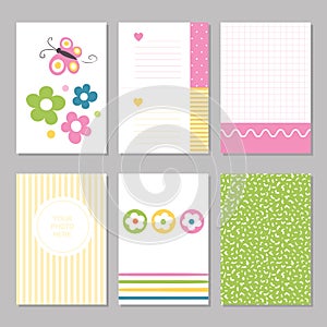 Yellow, pink and green spring flowers stationary pages