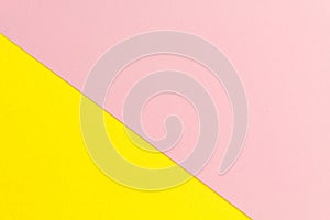 Yellow and pink paper texture background Color. Trending colors, geometric background of the paper. Colorful soft paper background