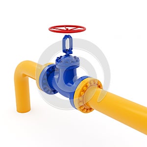 Yellow Pipeline with Red Valve