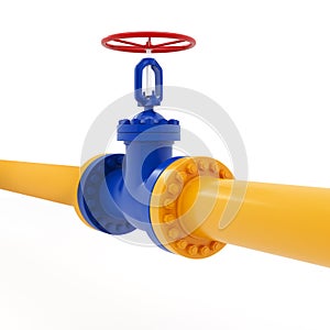 Yellow Pipeline with Red Valve