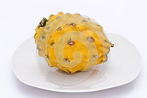 Yellow Pitahaya (Selenicereus megalanthus), Pitaya or Dragon Fruit. Picture taken in Peru