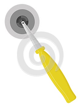 Yellow pizza cutter, icon