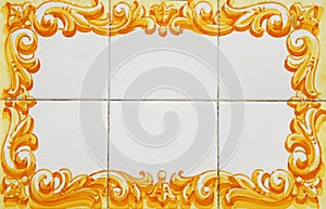 yellow plaque of portuguese tiles